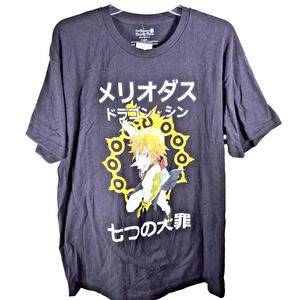 7 Deadly Sins Graphic T-Shirt Meliodas Size X-Large Anime Black Seven Sins NWT